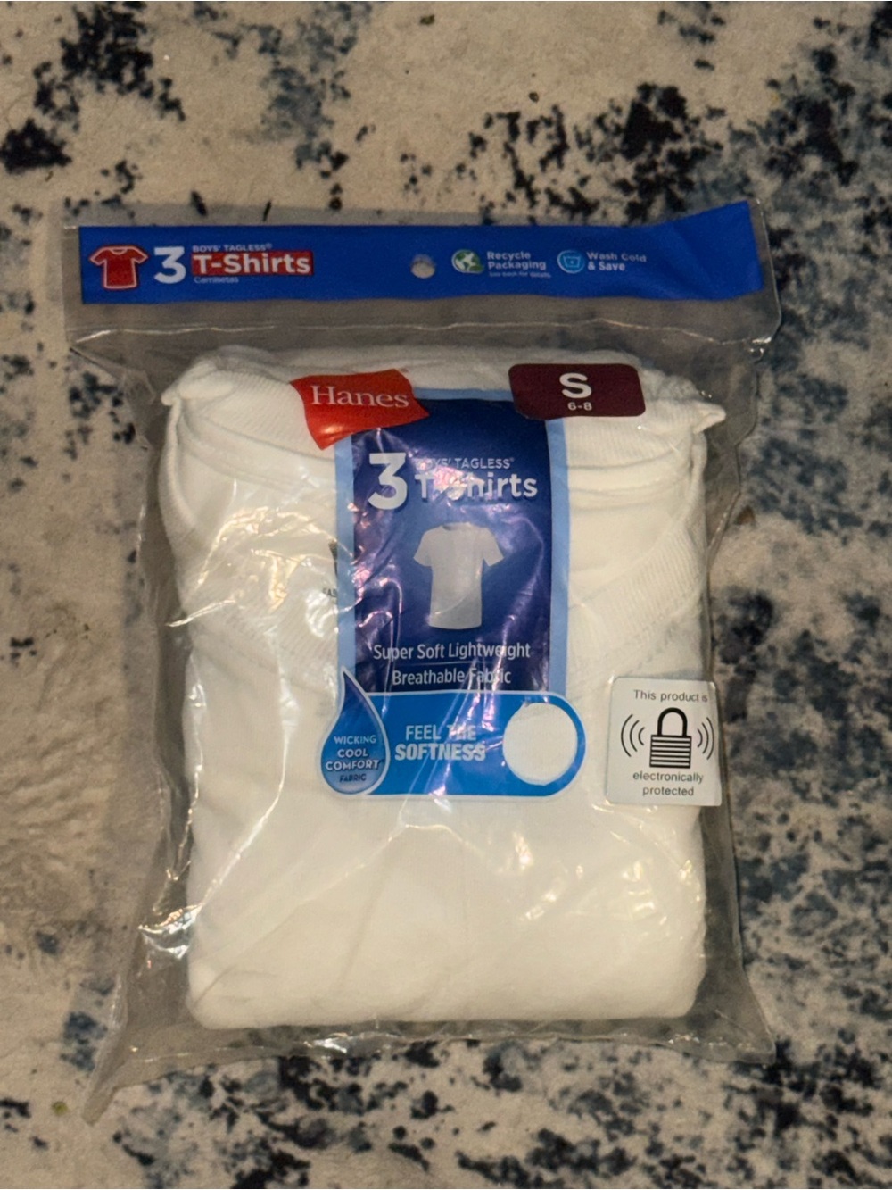 Hanes Boys Small 6-8 White Tagless Crewneck Undershirts 3 Pack New